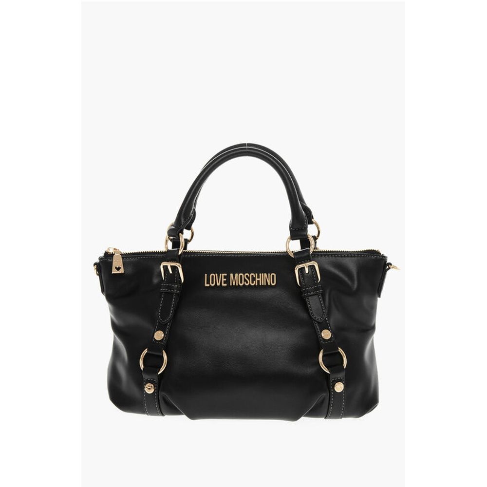LOVE Faux Leather Bag with Removable Shoulder Strap and Gold