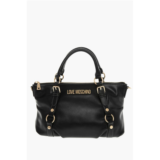 LOVE Faux Leather Bag with Removable Shoulder Strap and Gold