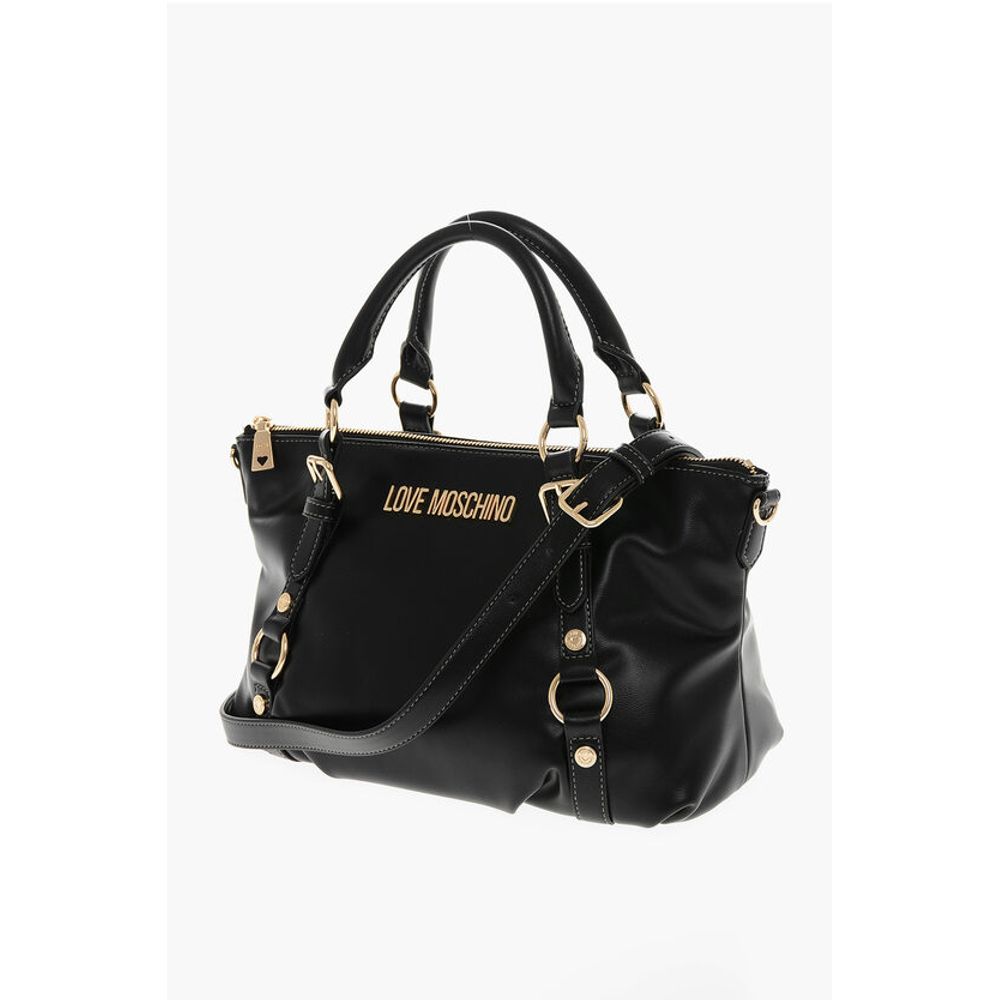 LOVE Faux Leather Bag with Removable Shoulder Strap and Gold