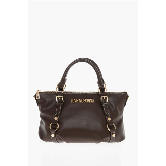 LOVE Faux Leather Hande Bag With Golden Logo