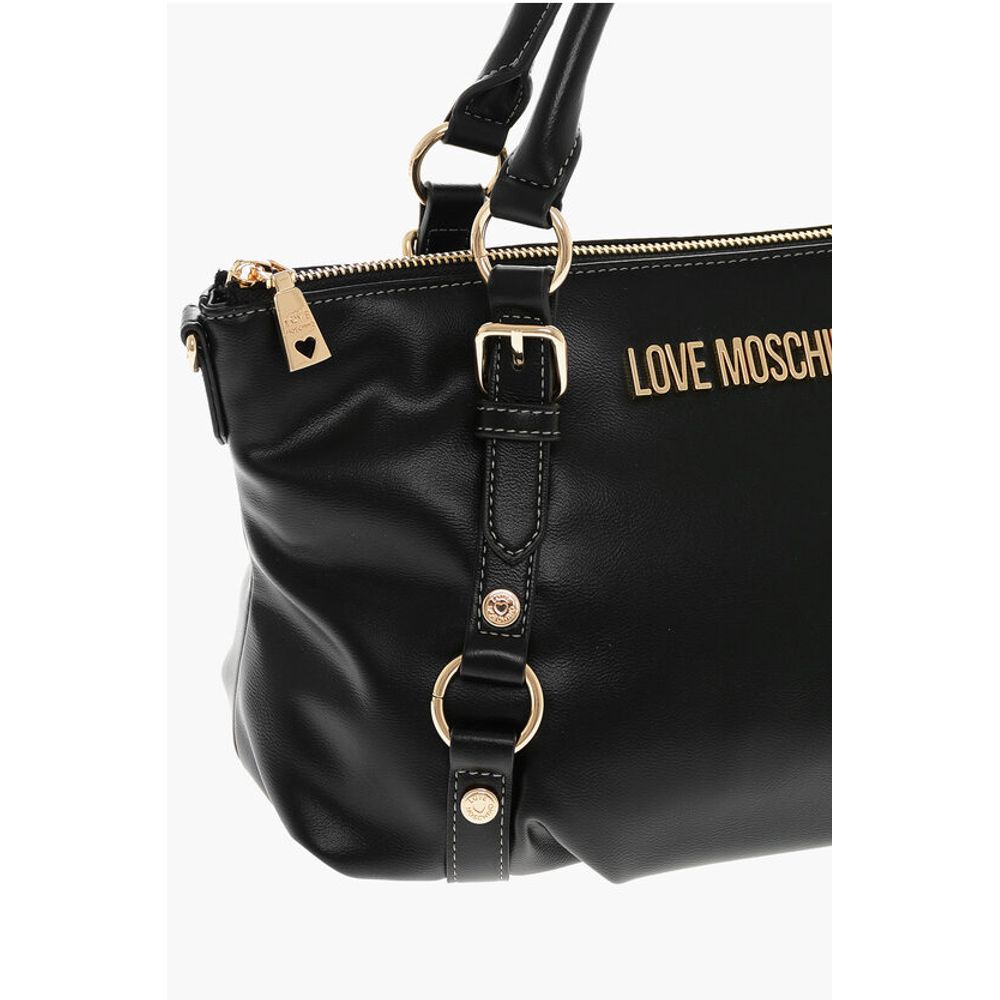 LOVE Faux Leather Bag with Removable Shoulder Strap and Gold