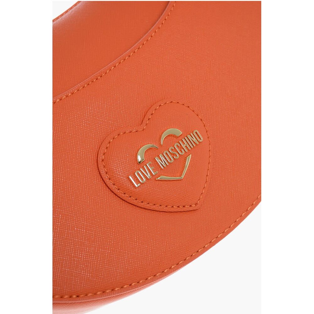 LOVE Saffiano Faux Leather hobo Bag with Embossed Heart