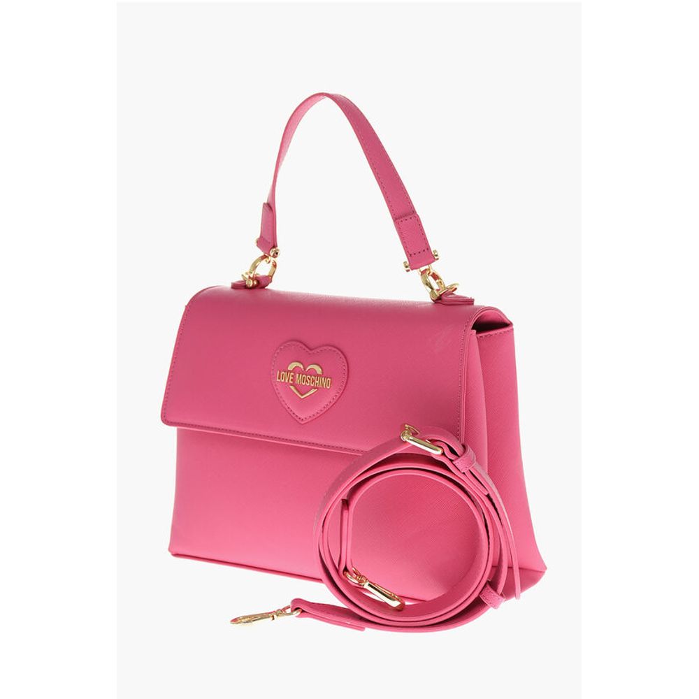 LOVE Saffiano Faux Leather Hande Bag with Removable Shoulder