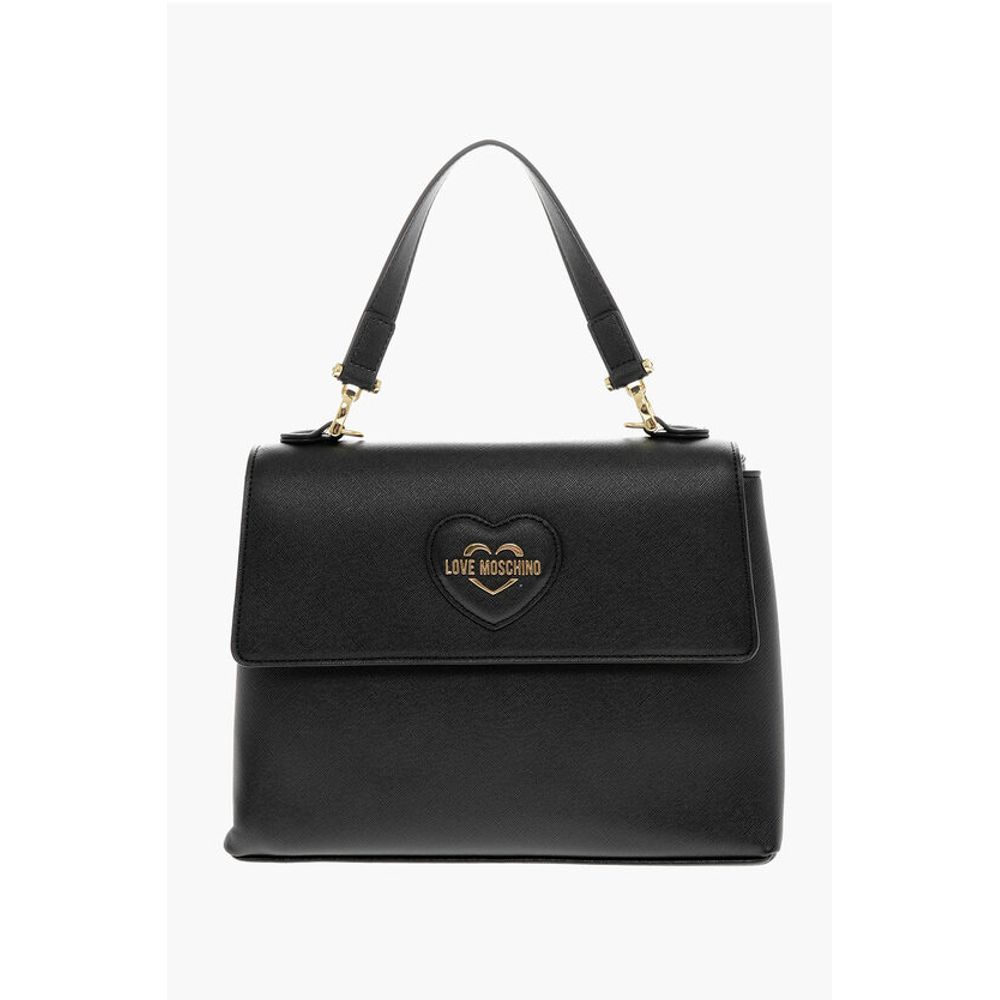 LOVE MOSCHINO Saffiano Faux Leather Hande Bag with Removable