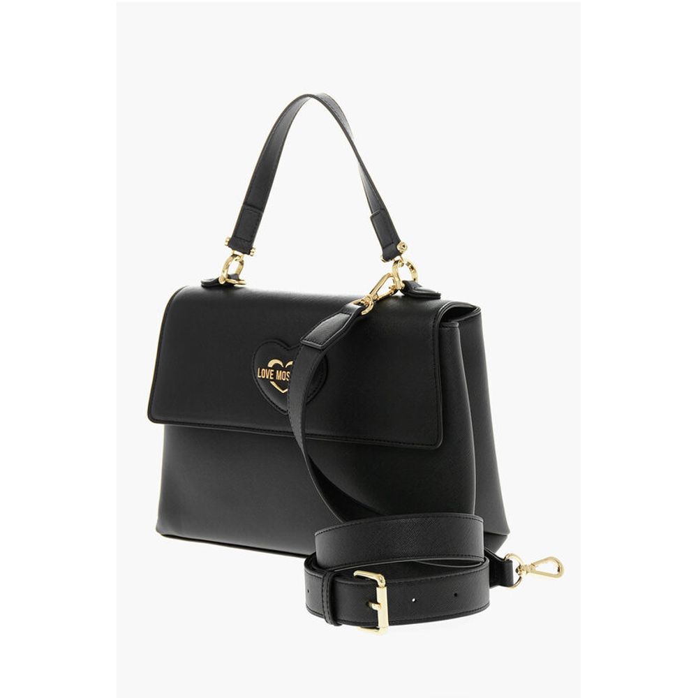 LOVE MOSCHINO Saffiano Faux Leather Hande Bag with Removable