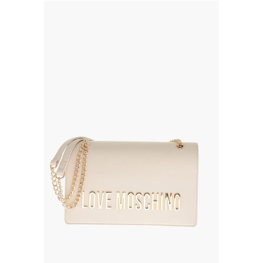 LOVE Faux Leather Shoulder Bag with Golden Lettering-Logo