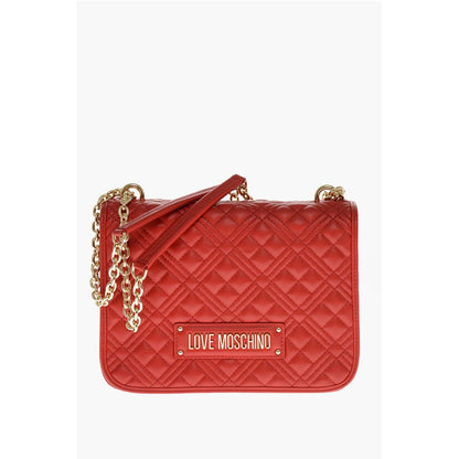 LOVE MOSCHINO Faux Leather Quilted Shoulder Bag with LM on t