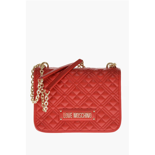 LOVE MOSCHINO Faux Leather Quilted Shoulder Bag with LM on t