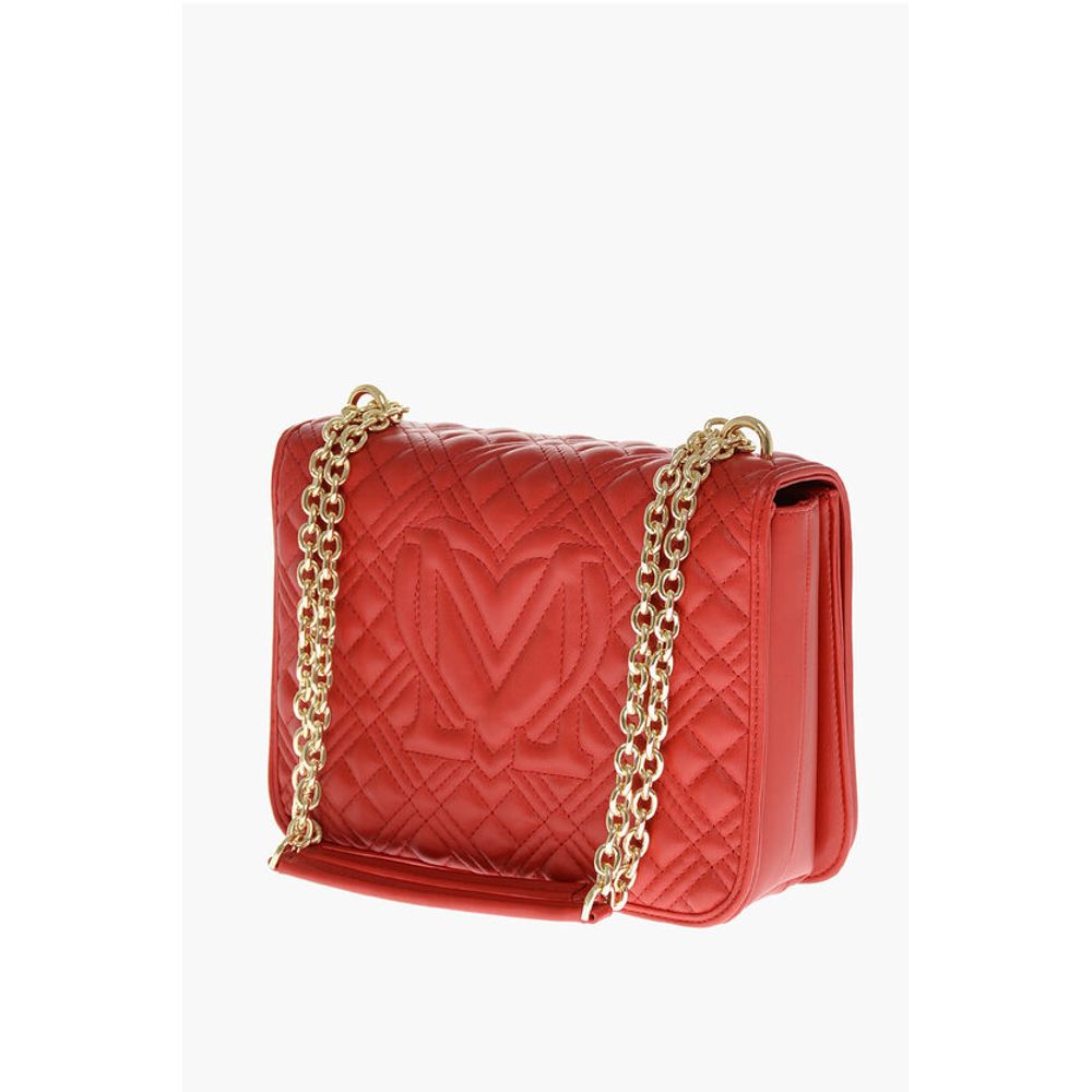 LOVE MOSCHINO Faux Leather Quilted Shoulder Bag with LM on t