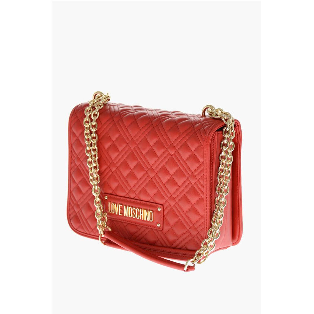 LOVE MOSCHINO Faux Leather Quilted Shoulder Bag with LM on t