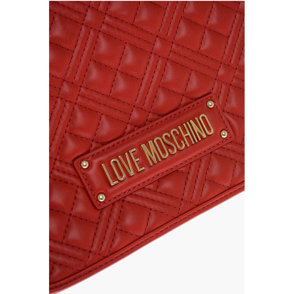 LOVE MOSCHINO Faux Leather Quilted Shoulder Bag with LM on t