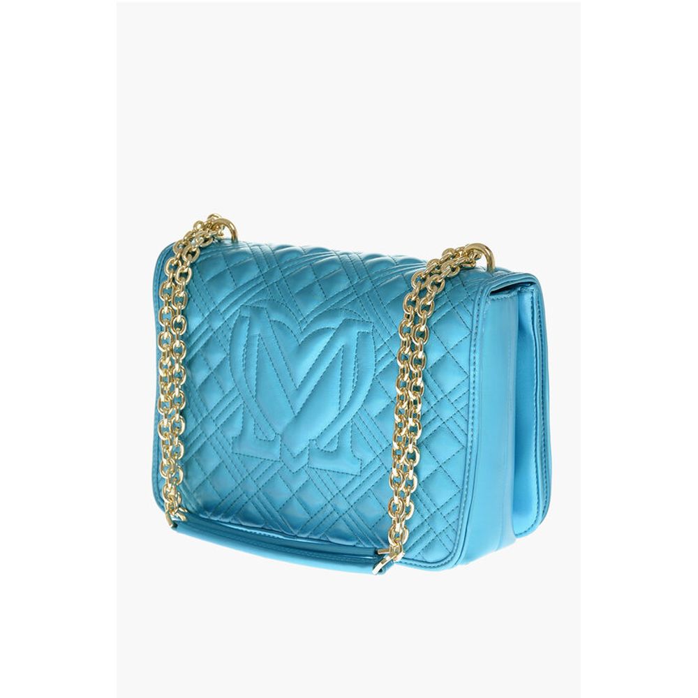 LOVE MOSCHINO Faux Leather Quilted Shoulder Bag Laminated Ef