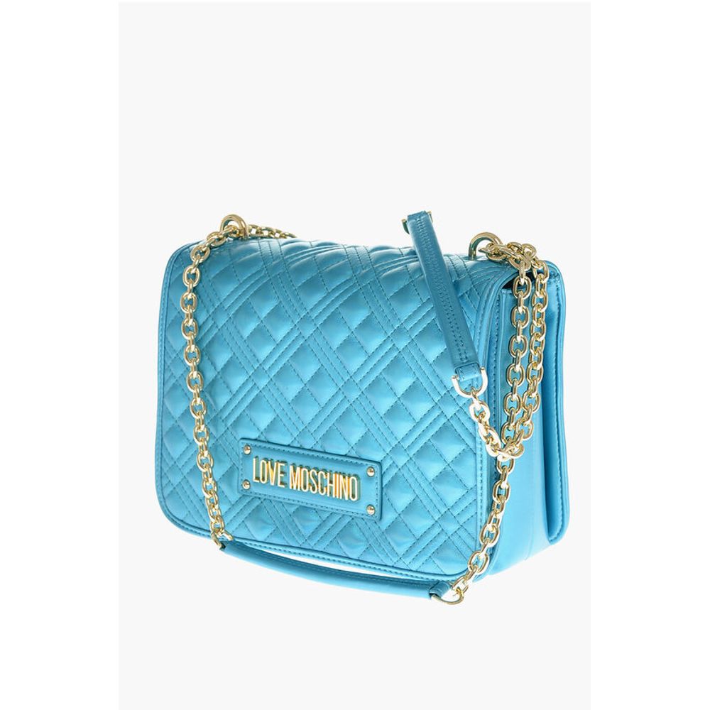 LOVE MOSCHINO Faux Leather Quilted Shoulder Bag Laminated Ef