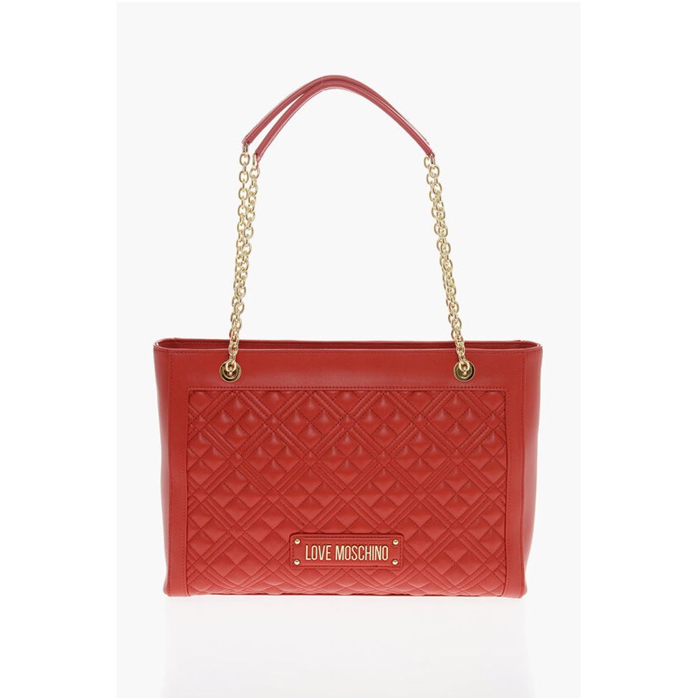 LOVE Quilted Tote Bag with Golden Chain