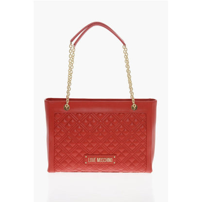LOVE Quilted Tote Bag with Golden Chain
