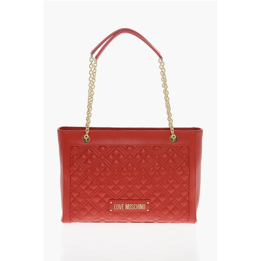 LOVE Quilted Tote Bag with Golden Chain