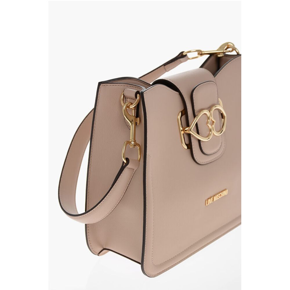 LOVE Faux Leather Shoulder Bag with Golden Hearts