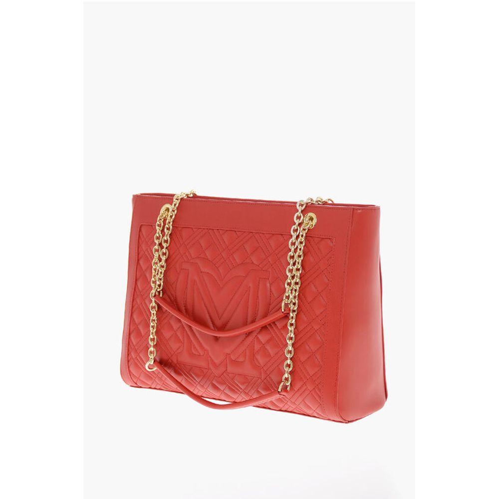 LOVE Quilted Tote Bag with Golden Chain