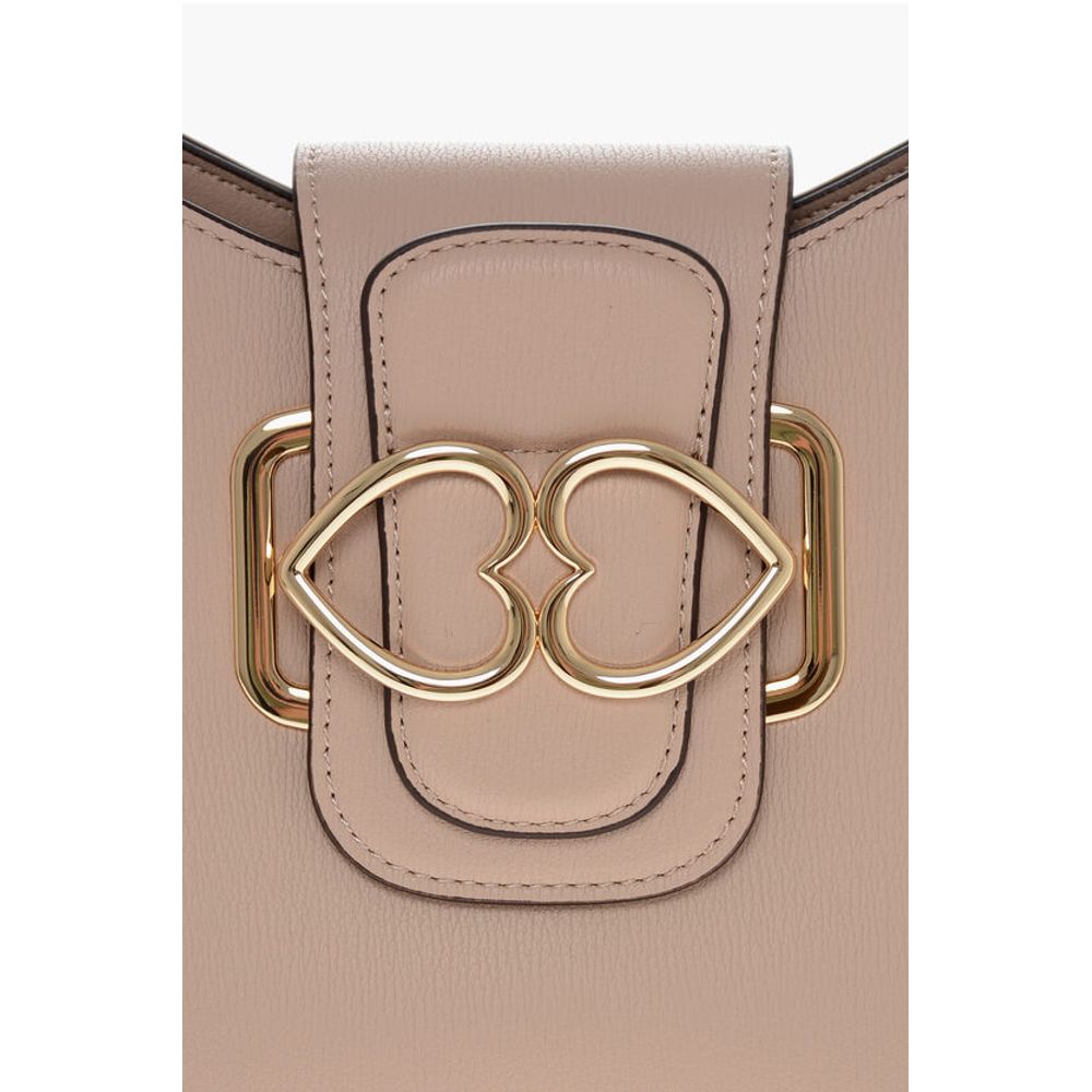 LOVE Faux Leather Shoulder Bag with Golden Hearts