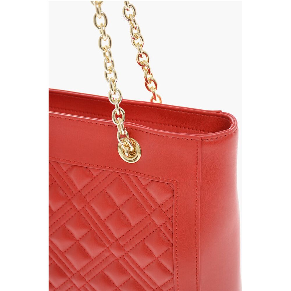 LOVE Quilted Tote Bag with Golden Chain
