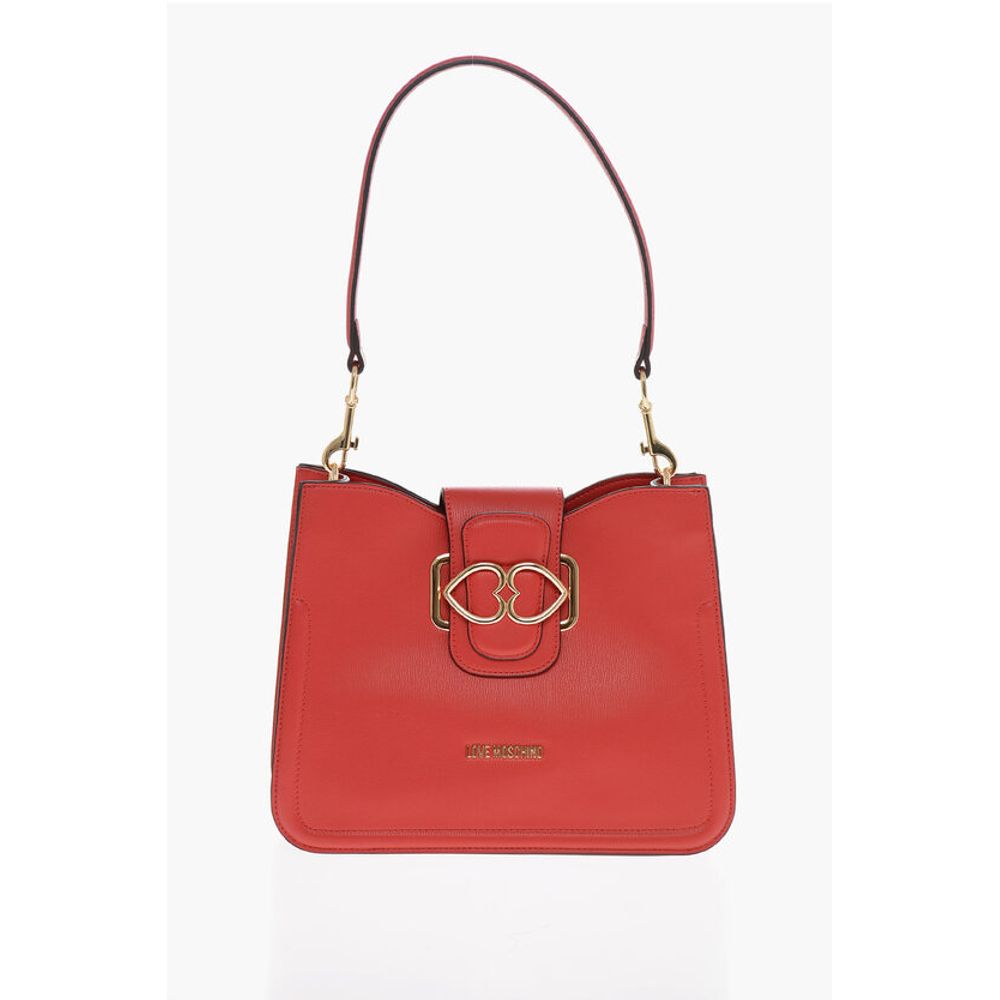 LOVE Faux Leather Shoulder Bag with Golden Hearts
