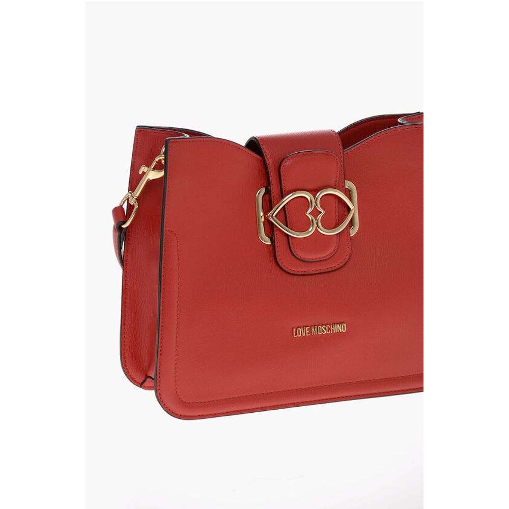 LOVE Faux Leather Shoulder Bag with Golden Hearts