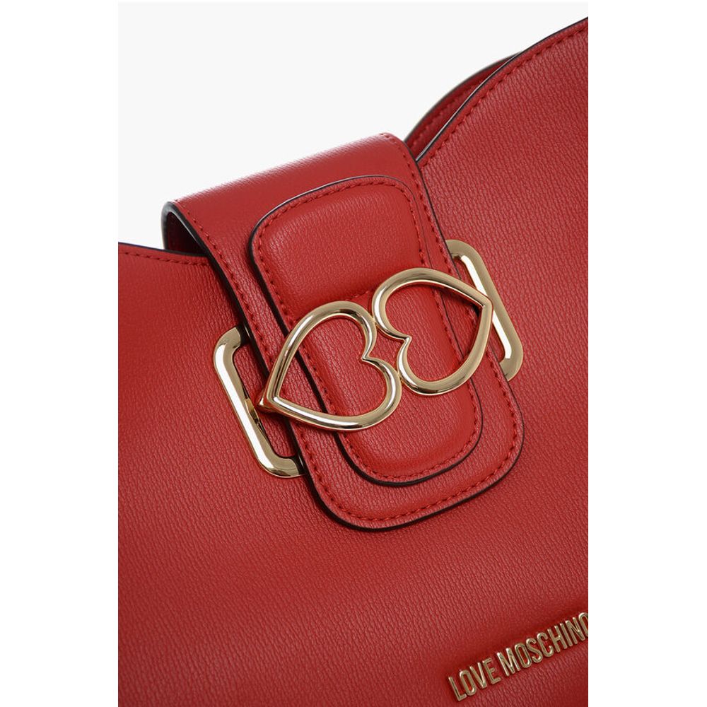 LOVE Faux Leather Shoulder Bag with Golden Hearts