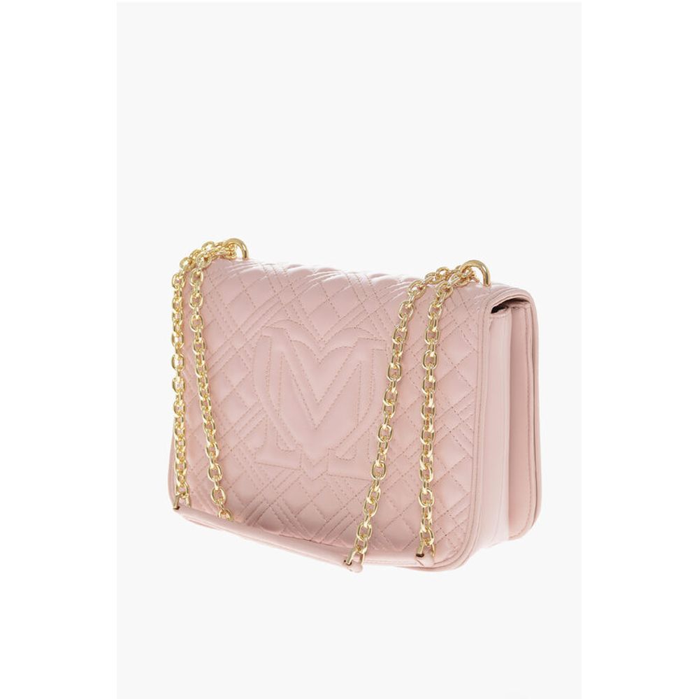 LOVE Faux Leather Quilted Shoulder Bag with LM on the back