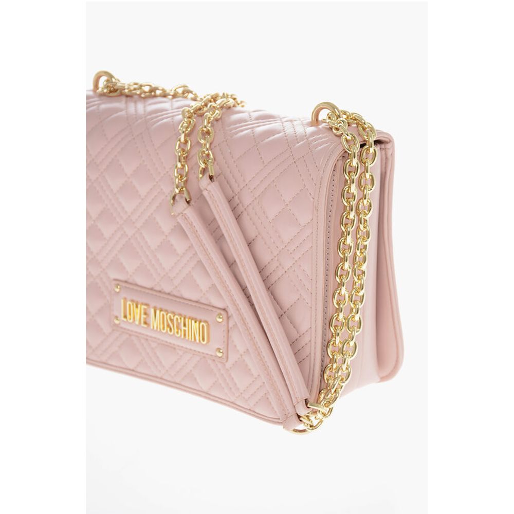 LOVE Faux Leather Quilted Shoulder Bag with LM on the back