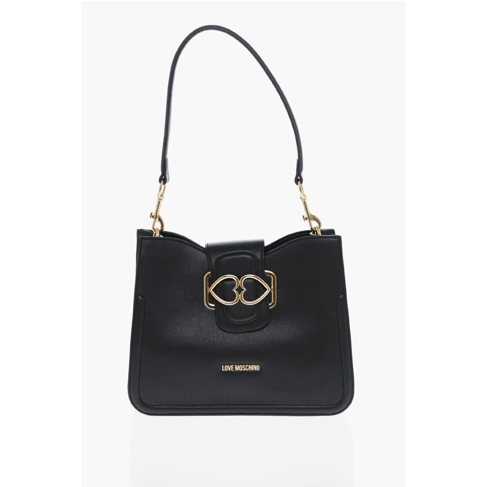 LOVE Faux Leather Shoulder Bag with Golden Hearts