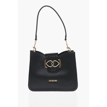 LOVE Faux Leather Shoulder Bag with Golden Hearts
