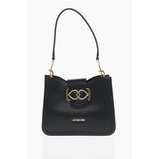 LOVE Faux Leather Shoulder Bag with Golden Hearts