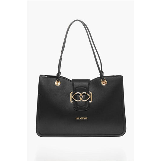 LOVE MOSCHINO Faux Leather Tote Bag with Golden Closure