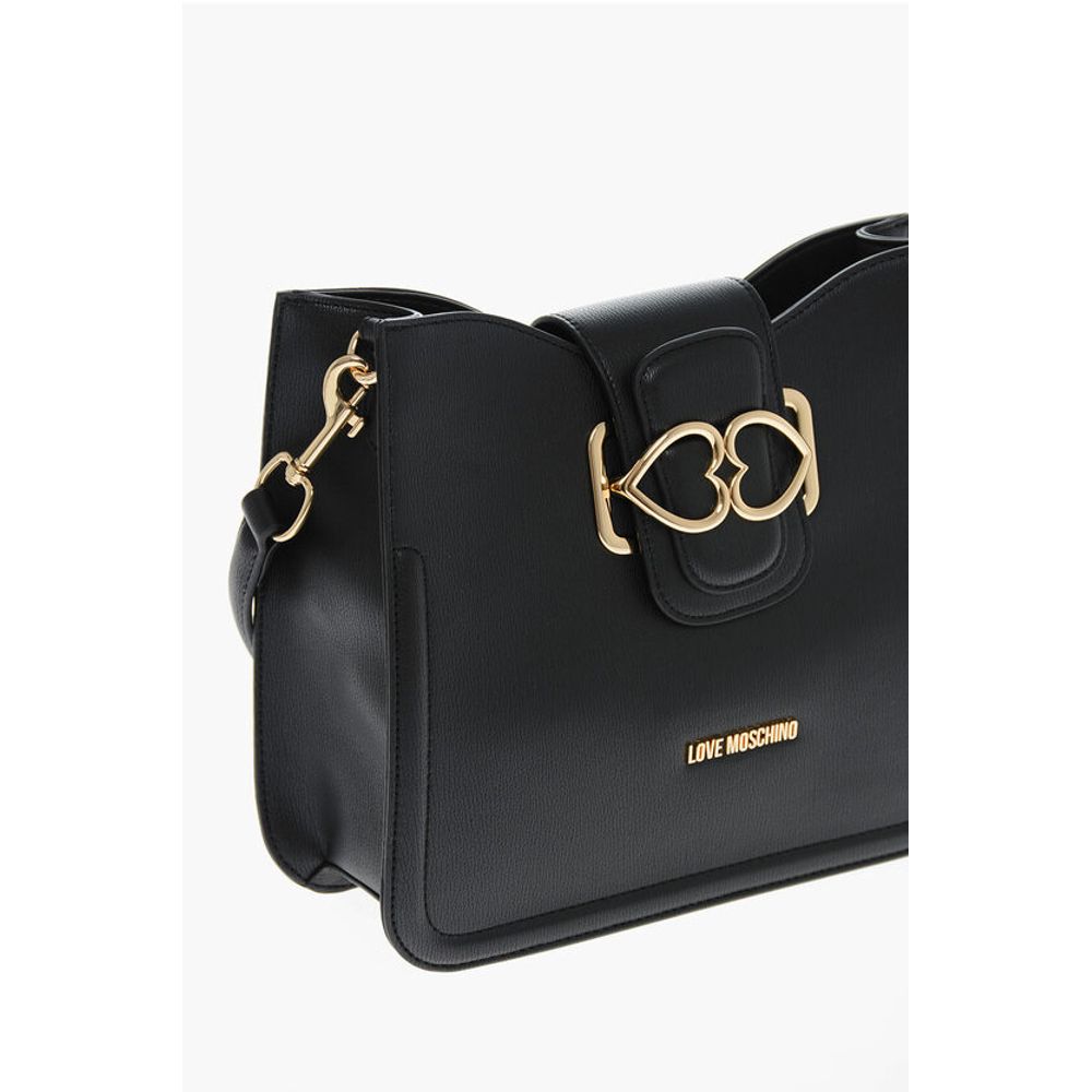 LOVE Faux Leather Shoulder Bag with Golden Hearts