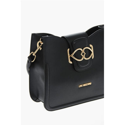 LOVE Faux Leather Shoulder Bag with Golden Hearts