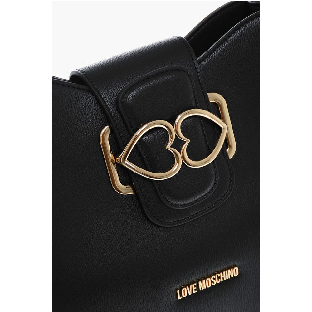 LOVE Faux Leather Shoulder Bag with Golden Hearts