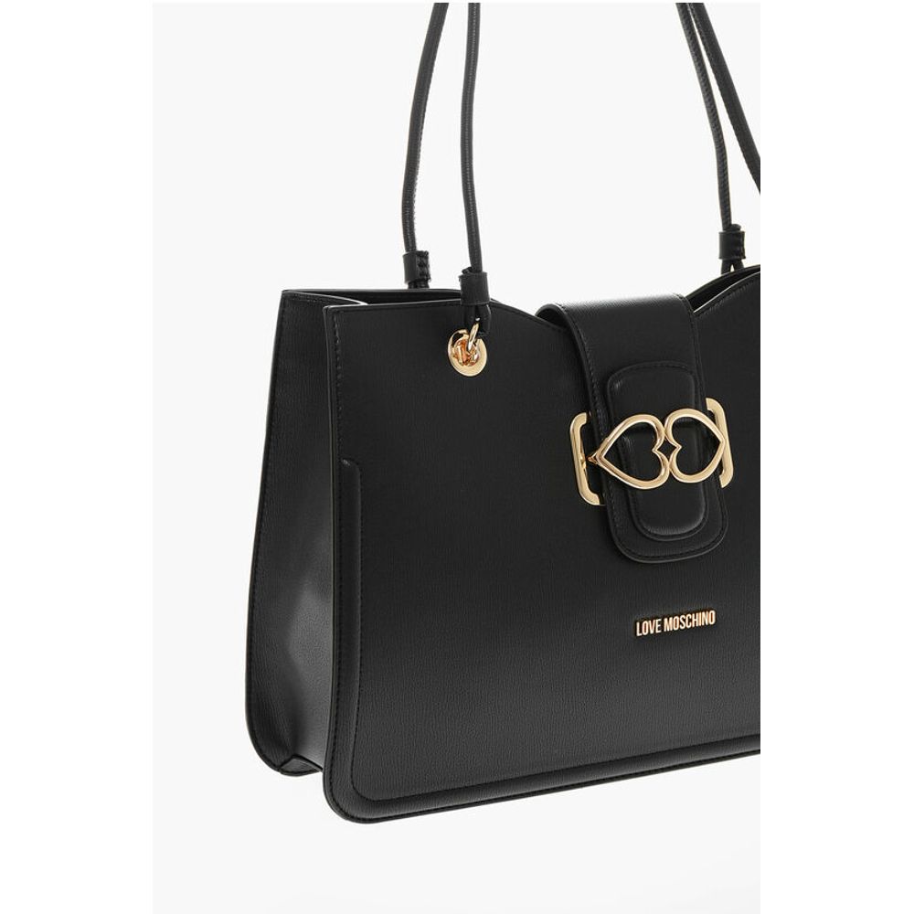 LOVE MOSCHINO Faux Leather Tote Bag with Golden Closure
