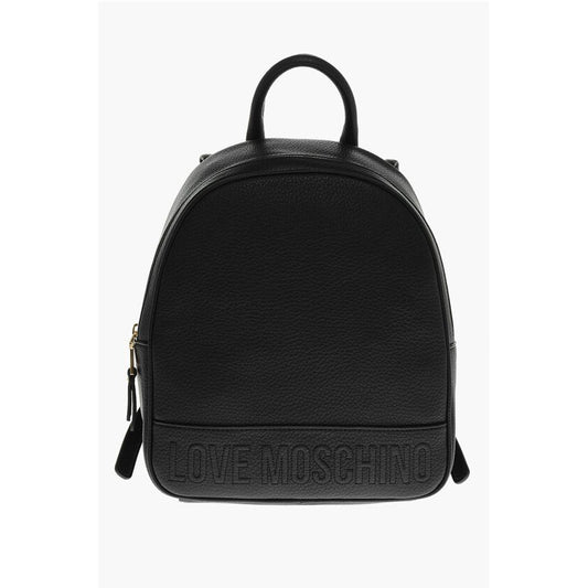 LOVE Textured Faux Leather Backpack with Embossed Logo