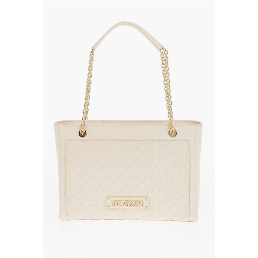 LOVE Quilted Faux Leather Shoulder Bag with Golden Logo