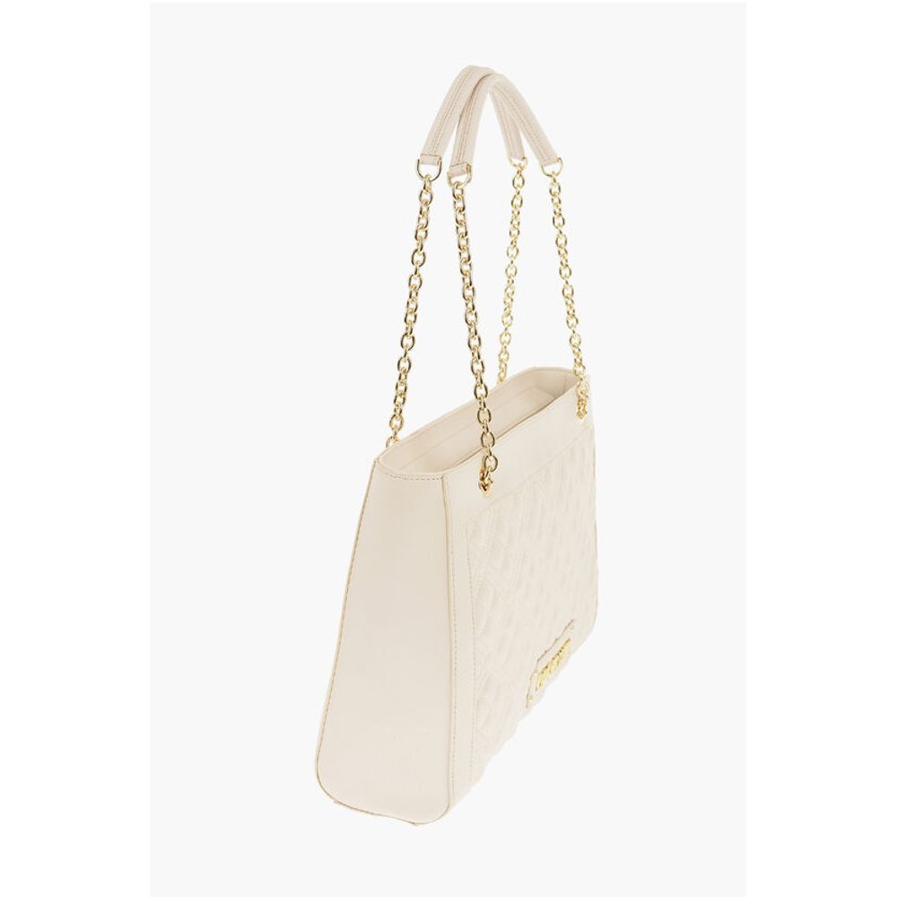 LOVE Quilted Faux Leather Shoulder Bag with Golden Logo