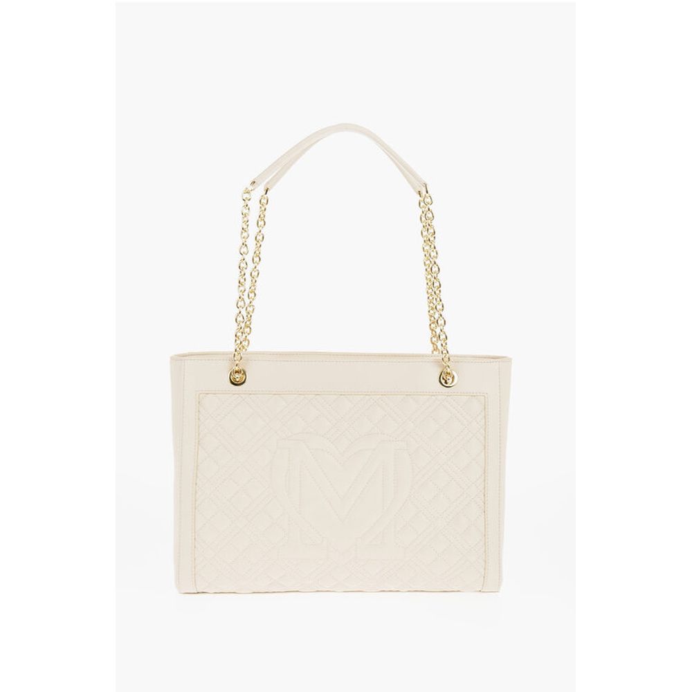 LOVE Quilted Faux Leather Shoulder Bag with Golden Logo