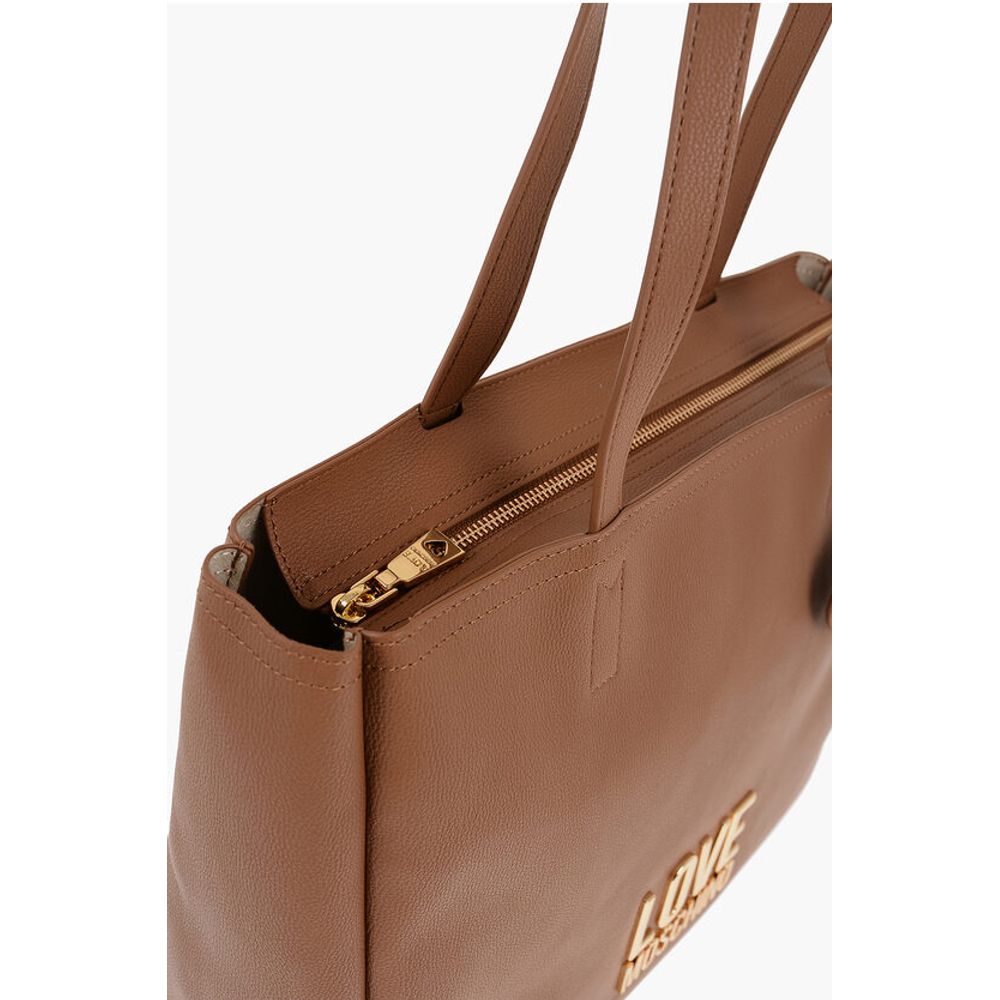LOVE Faux Leather Shoulder Bag with Golden Logo