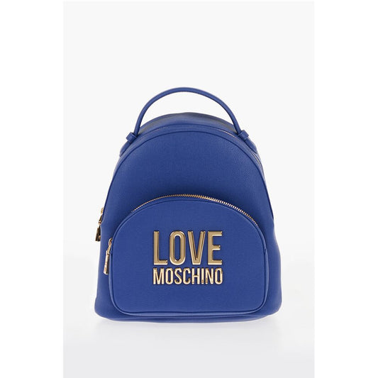 LOVE Solid Color Faux Leather Backpack with Golden Logo