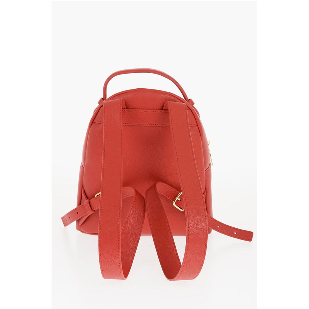 LOVE Solid Color Faux Leather Backpack with Golden Logo
