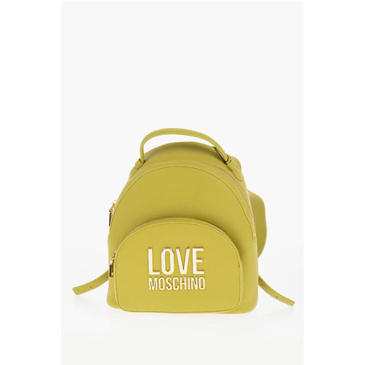LOVE Solid Color Faux Leather Backpack with Golden Logo