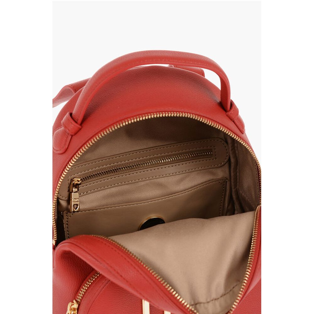 LOVE Solid Color Faux Leather Backpack with Golden Logo