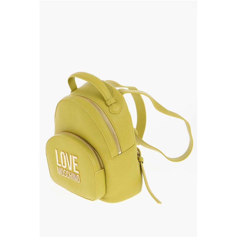 LOVE Solid Color Faux Leather Backpack with Golden Logo
