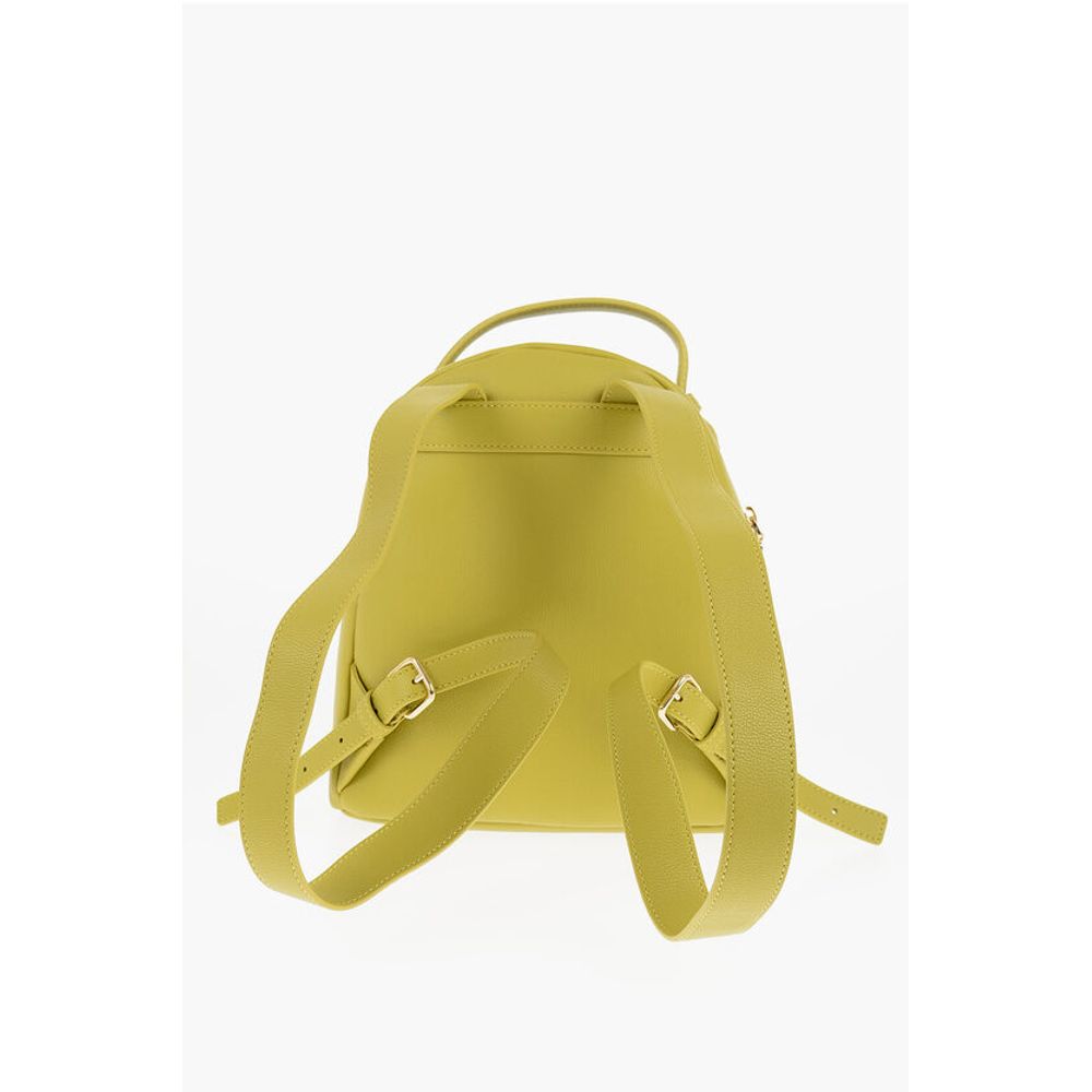 LOVE Solid Color Faux Leather Backpack with Golden Logo