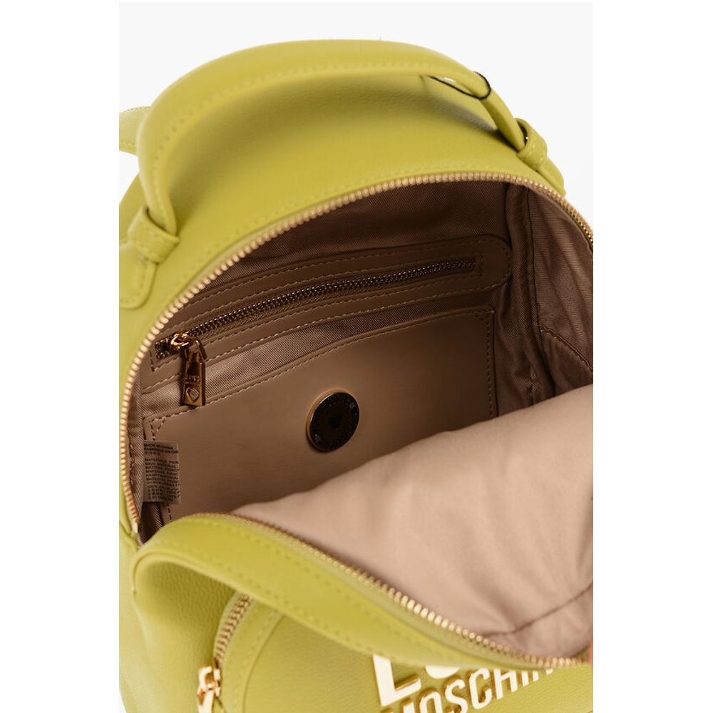 LOVE Solid Color Faux Leather Backpack with Golden Logo