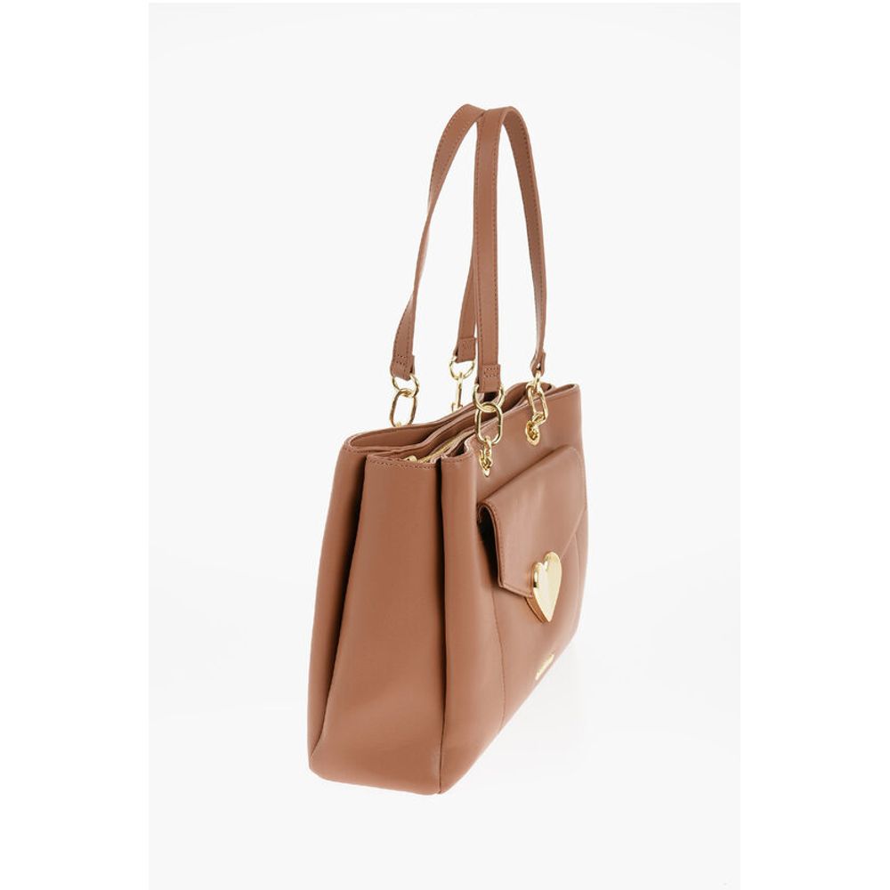 LOVE Faux Leather Tote Bag with Golden Logo